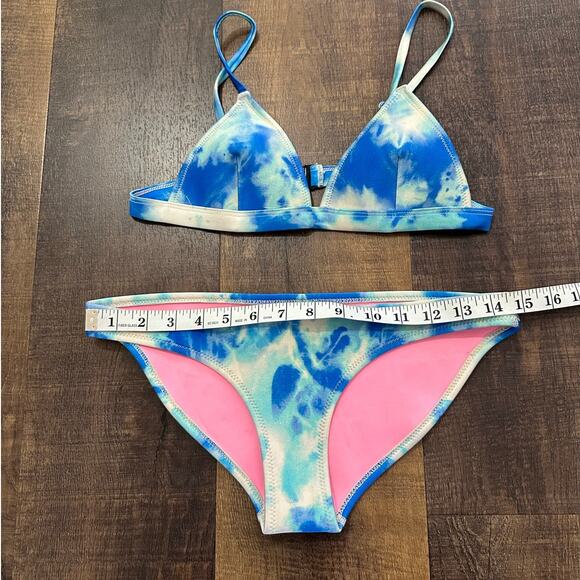 Triangl Blue White Tie Dye Bikini Set Women’s Swimwear Size Small - Picture 4 of 10
